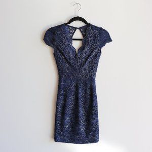 Silver Accent Lace Mini Dress